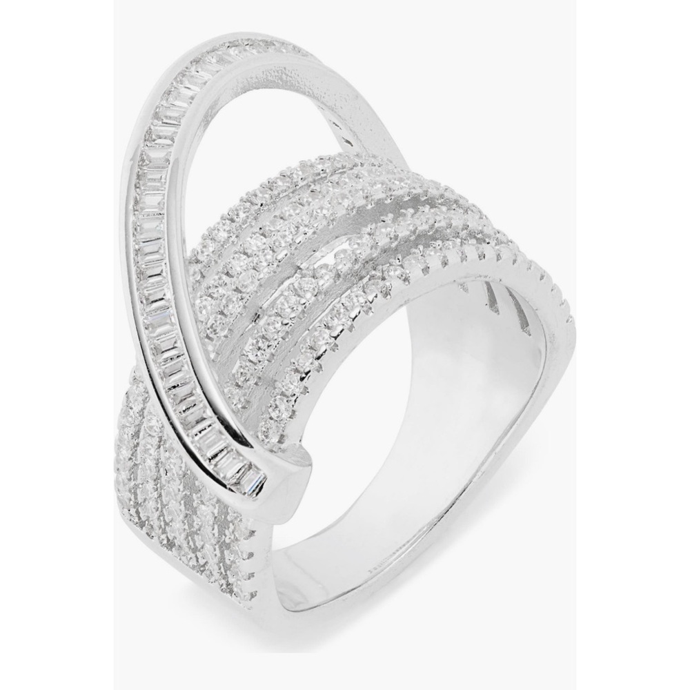 NORDSTROM RACK 🫐 Cubic Zirconia Crossover Ring Sz-8 Nwt